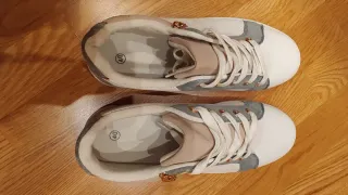 Zapatillas vestir cremallera gris/blanco T40