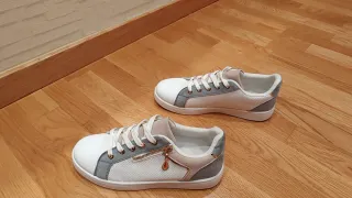 Zapatillas vestir cremallera gris/blanco T40