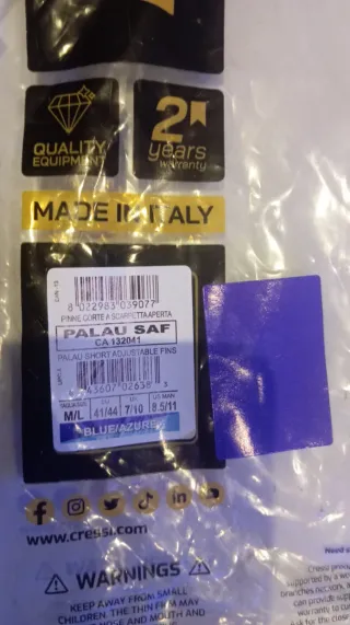 Aletas Cressi Palau Saf Snorkel Azul/Negro