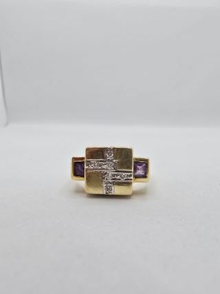 Anillo de oro de 18k piedras, 5.72 g, T-16.