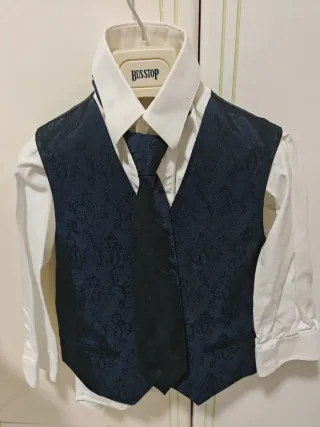 Traje comunión niño azul y dorado talla 7