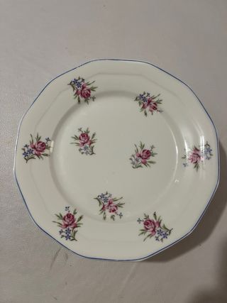 6 Platos Limoges Porcelana Flores Rosas