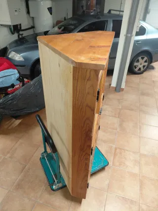 Vitrina Esquina Madera Pino Cristal