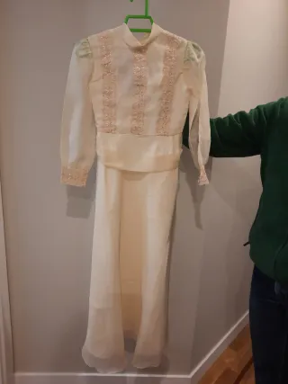 Vestido de Comunión Beige/Blanco
