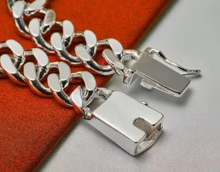 URBABY Pulsera Plata 925 Cadena Cuadrada