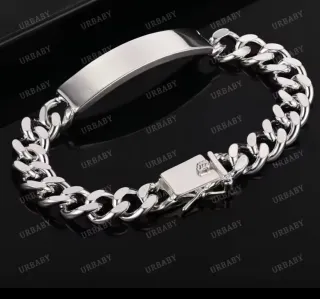 URBABY Pulsera Plata 925 Cadena Cuadrada