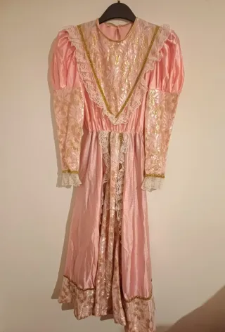 Vestito Carnevale Rosa Pizzo Oro