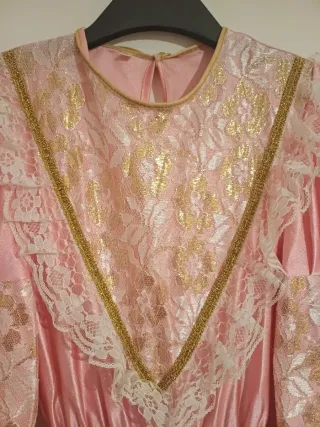 Vestito Carnevale Rosa Pizzo Oro