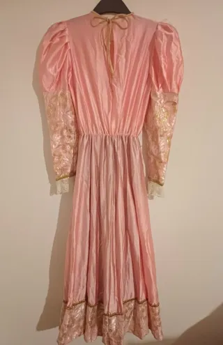 Vestito Carnevale Rosa Pizzo Oro