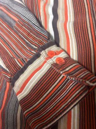 Camisa Vintage Rayas Marrón Naranja