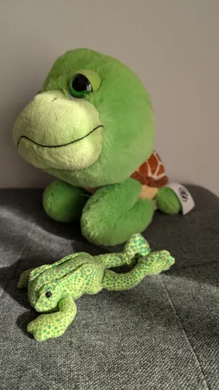 2 Pupazzi tartaruga marina e rana peluche