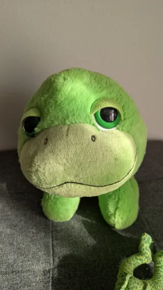 2 Pupazzi tartaruga marina e rana peluche