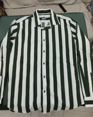 Camisa de rayas hombre verde y blanca