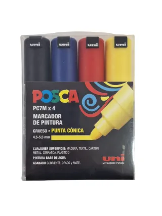 Pack 4 Rotuladores Posca PC7M Punta Cónica