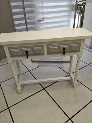 Consola recibidor madera blanca y gris