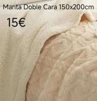 Manta Doble Cara 150x200cm Beige Nueva