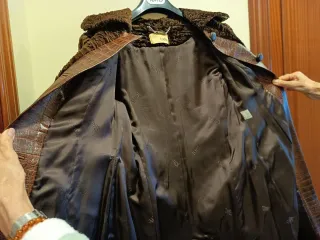 Abrigo Piel Sintética Mujer Marrón