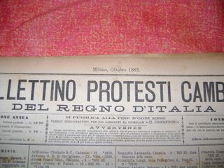 Antico Bollettino Protesti Cambiari Regno d'Italia