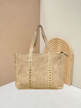 Bolso piel auténtica italiana beige 0707