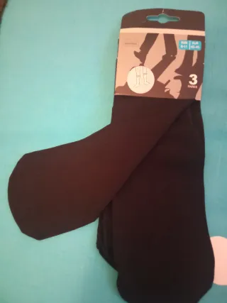 3 Pares Calcetines Medias Negro Talla 40-45