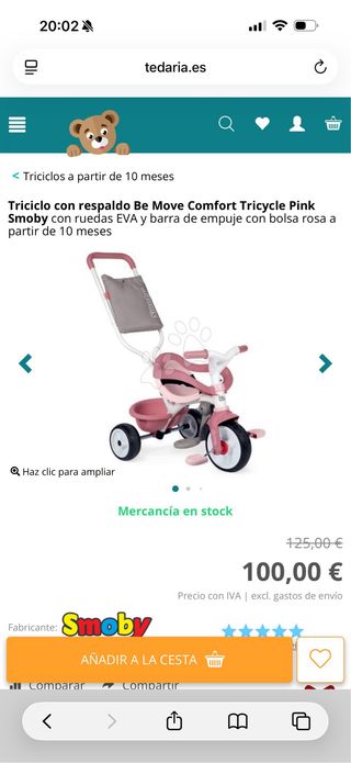 Triciclo Smoby Be Move Comfort Rosa