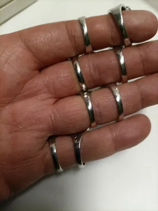 8 Anillos Tipo Sello Acero Cristal Stras Tallado