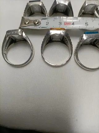 8 Anillos Tipo Sello Acero Cristal Stras Tallado