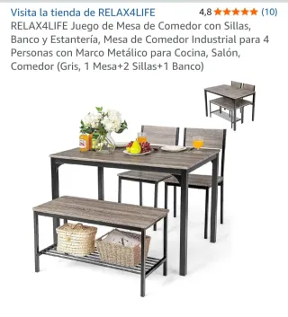 Comedor 4 puestos madera y metal