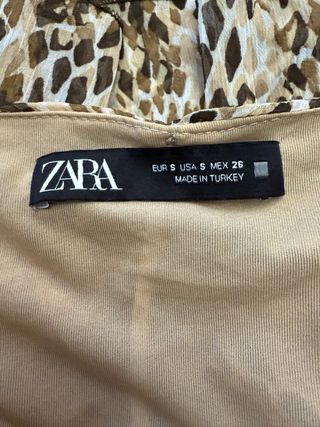 Saia Zara drapeada castanho e bege