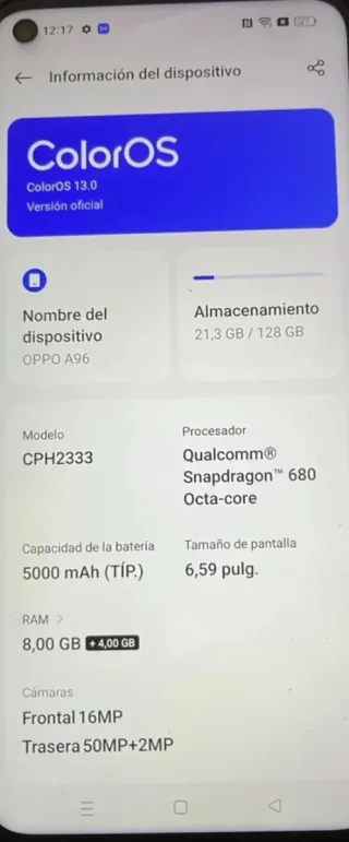 Oppo A96 128GB Nero