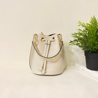 Bolso de piel auténtica beige 0802