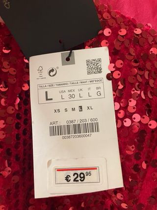 Vestido lentejuelas Zara rojo