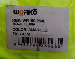 Traje de lluvia Worko amarillo nuevo