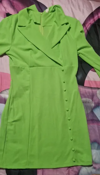 Vestito donna verde blazer maniche a campana