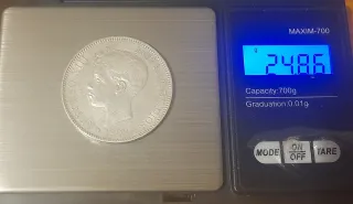 Moneda 5 pesetas plata 1898 SG V