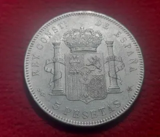 Moneda 5 pesetas plata 1898 SG V