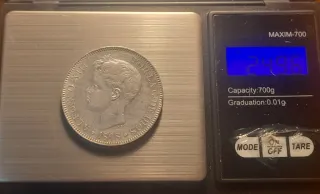 Moneda 5 pesetas plata 1898 SG V