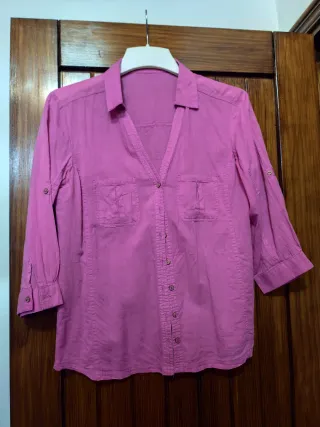Camisa rosa de manga 3/4