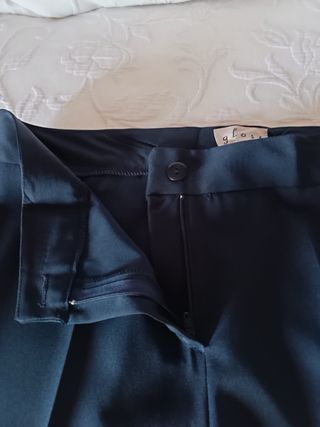 (XXL 44) Pantalón vestir pinzas azul marino mujer