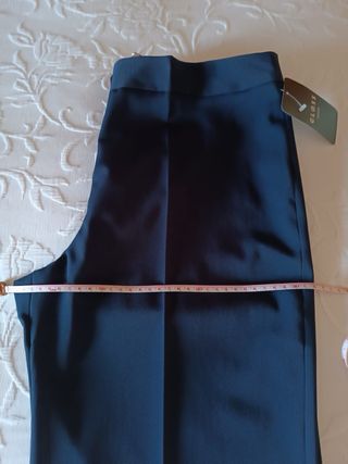 (XXL 44) Pantalón vestir pinzas azul marino mujer