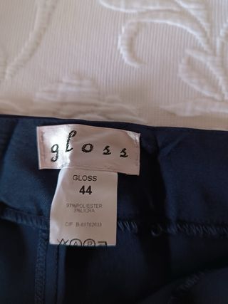 (XXL 44) Pantalón vestir pinzas azul marino mujer