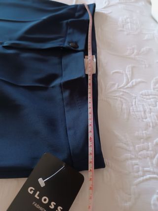 (XXL 44) Pantalón vestir pinzas azul marino mujer
