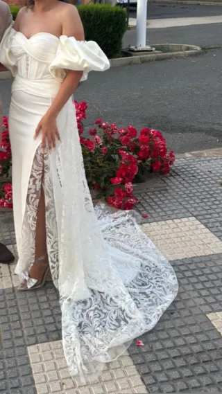 Vestido de Novia Blanco con Encaje