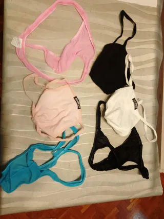 Lote 4 tangas (negro, azul, rosa, blanco)