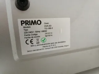 Horno Eléctrico Primo 0V5.sd Rojo