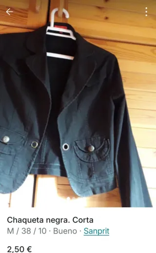 Chaqueta corta negra Sanprit Talla M