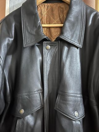Cazadora negra Piel Genuina de hombre