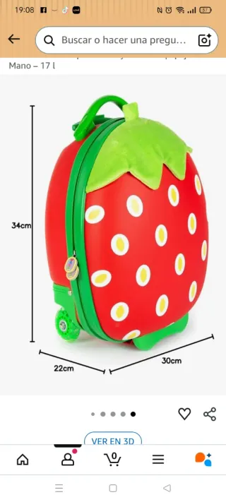 OPORTUNIDAD - Maleta Infantil Fresa 17L