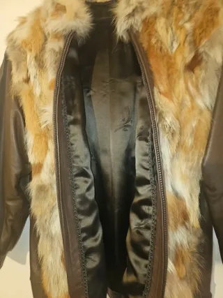 Chaqueta de cuero y pelo natural
