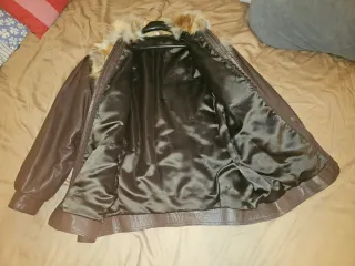 Chaqueta de cuero y pelo natural